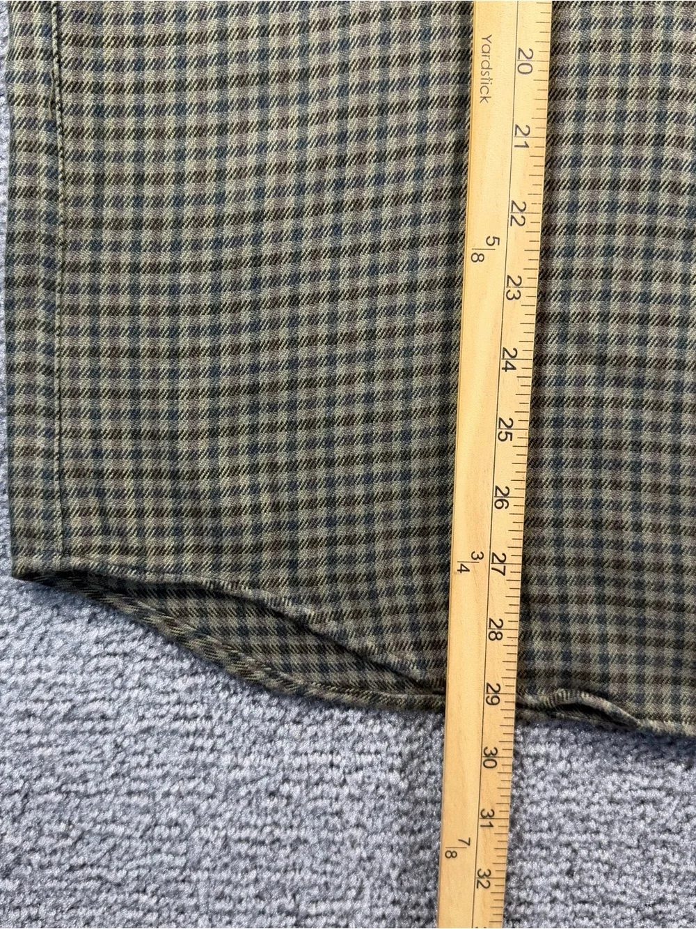 J Crew Houndstooth Flannel Shirt Mens Large Olive Green Plaid Elbow Patches Slim